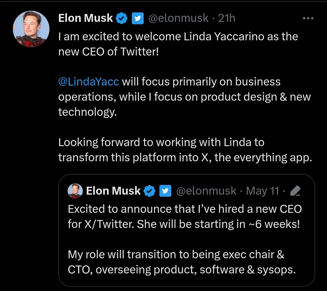 Elon Musk Appoints Linda Yaccarino As New Twitter Ceo Gambakwe Media